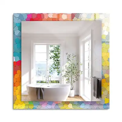 Oglindă dreptunghiulară cu decor mozaic abstract colorat