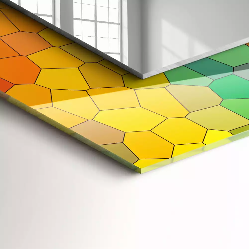 Oglindă dreptunghiulară cu decor mozaic abstract colorat