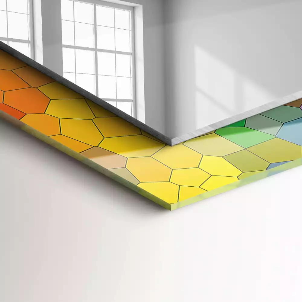 Oglindă dreptunghiulară cu decor mozaic abstract colorat