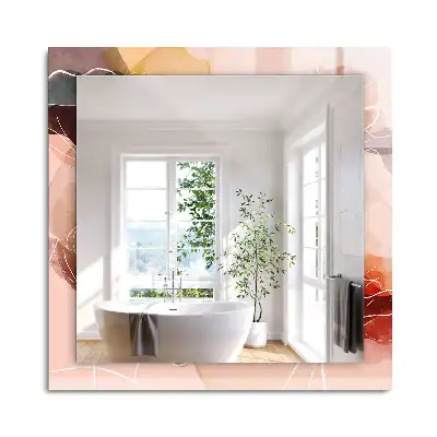 Oglindă dreptunghiulară cu model floral abstract pentru perete