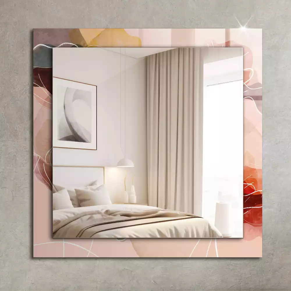 Oglindă dreptunghiulară cu model floral abstract pentru perete
