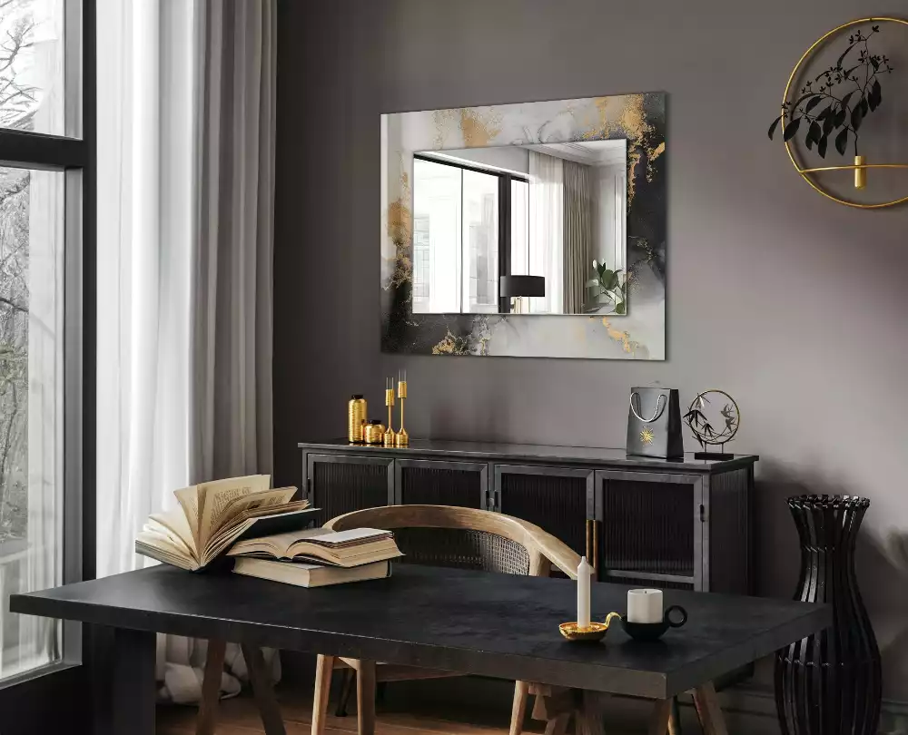 Oglindă decorativă dreptunghiulară cu design abstract de artă modernă
