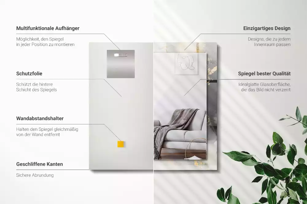 Oglindă decorativă dreptunghiulară cu design abstract de artă modernă