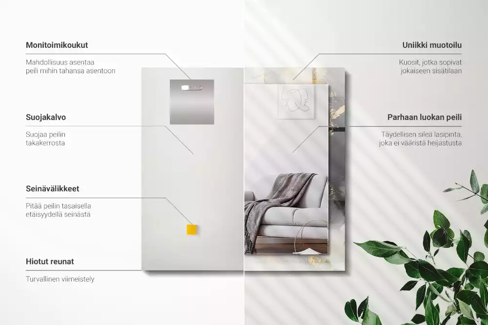 Oglindă decorativă dreptunghiulară cu design abstract de artă modernă