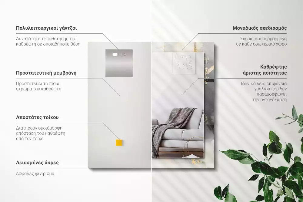 Oglindă decorativă dreptunghiulară cu design abstract de artă modernă