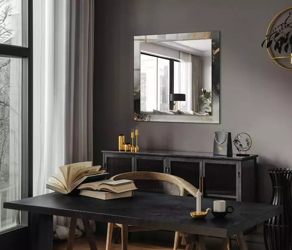 Oglindă decorativă dreptunghiulară cu design abstract de artă modernă