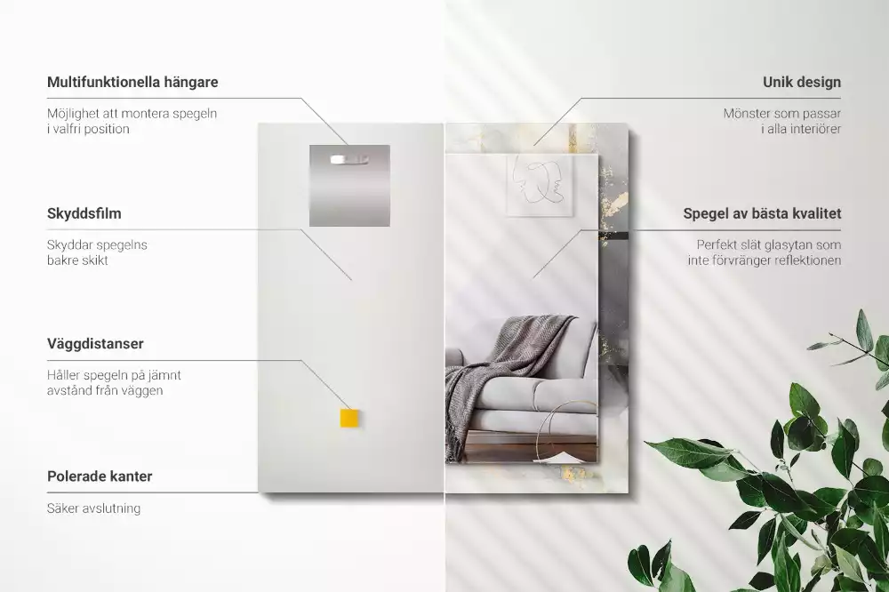 Oglindă decorativă dreptunghiulară cu design abstract de artă modernă