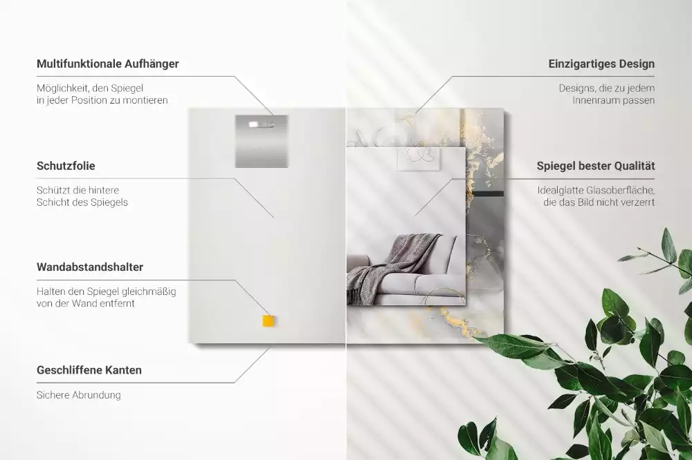 Oglindă decorativă dreptunghiulară cu design abstract de artă modernă