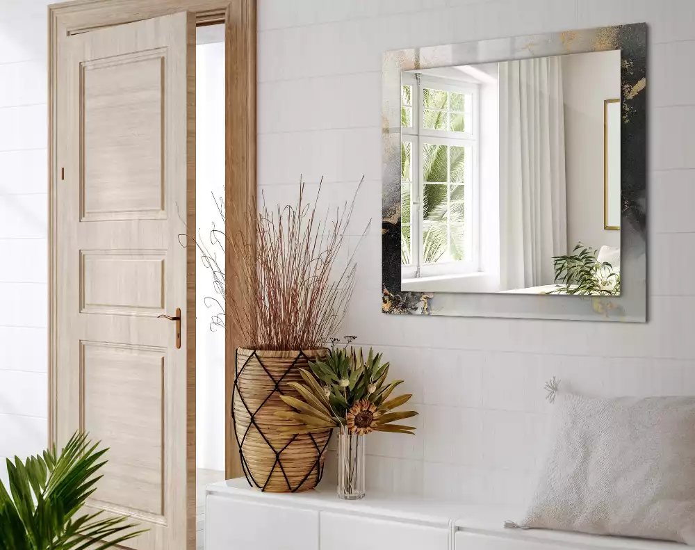 Oglindă decorativă dreptunghiulară cu design abstract de artă modernă