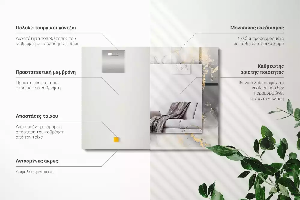 Oglindă decorativă dreptunghiulară cu design abstract de artă modernă