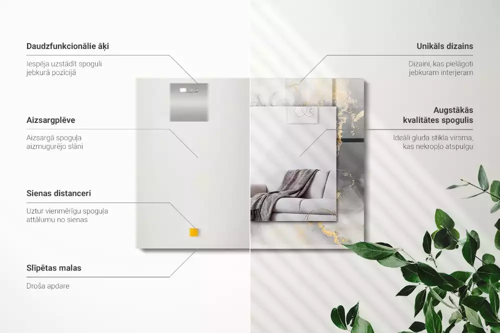 Oglindă decorativă dreptunghiulară cu design abstract de artă modernă