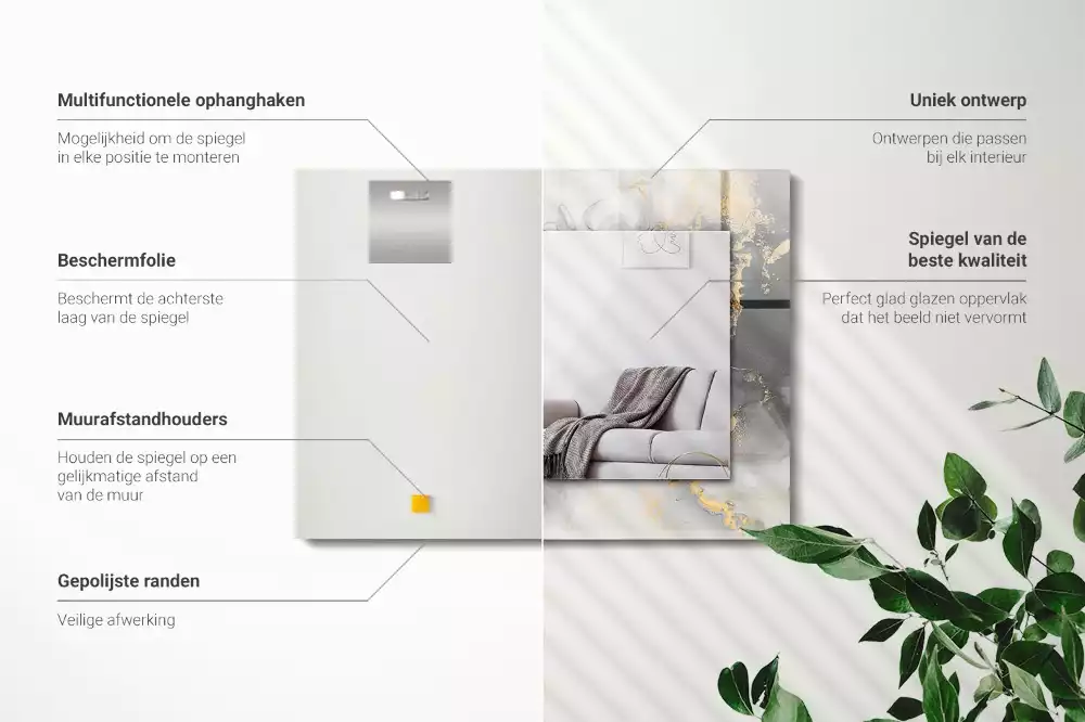Oglindă decorativă dreptunghiulară cu design abstract de artă modernă