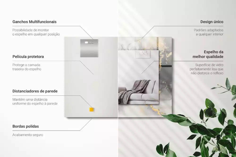 Oglindă decorativă dreptunghiulară cu design abstract de artă modernă