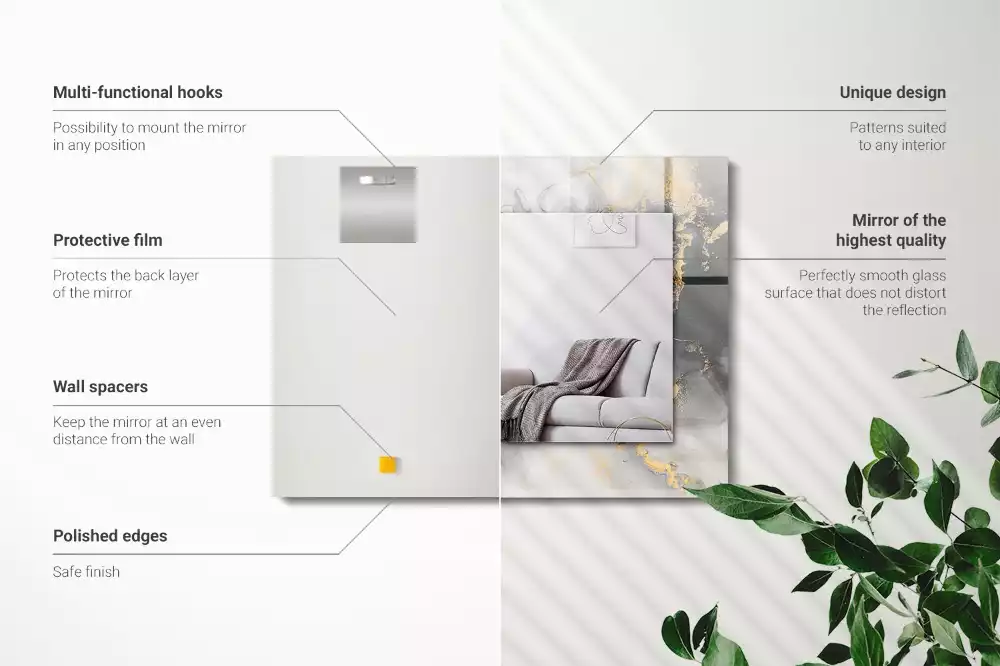 Oglindă decorativă dreptunghiulară cu design abstract de artă modernă