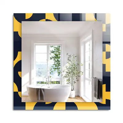 Oglindă dreptunghiulară cu ramă imprimată cu model geometric abstract