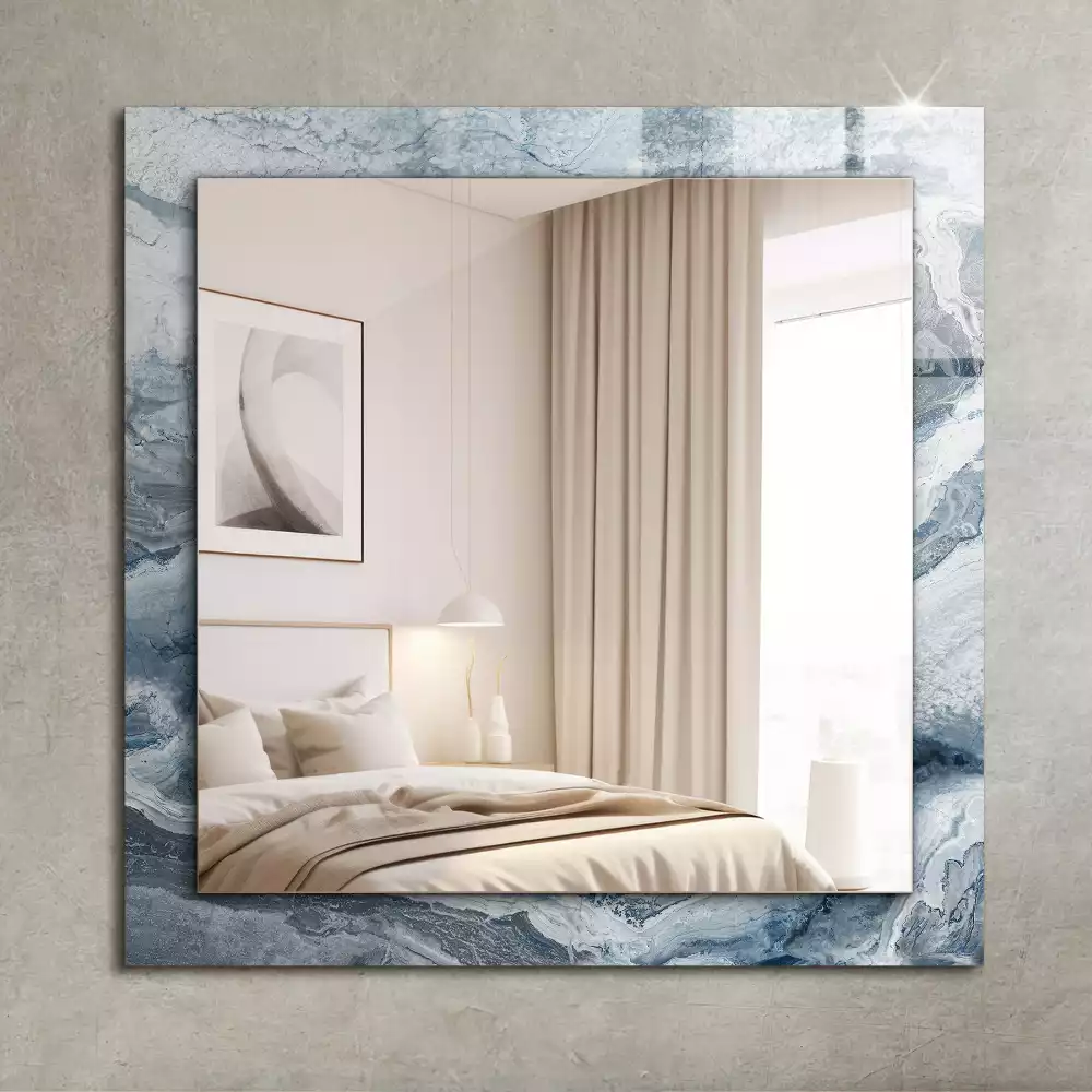 Oglindă decorativă dreptunghiulară cu ramă din marmură în nuanțe