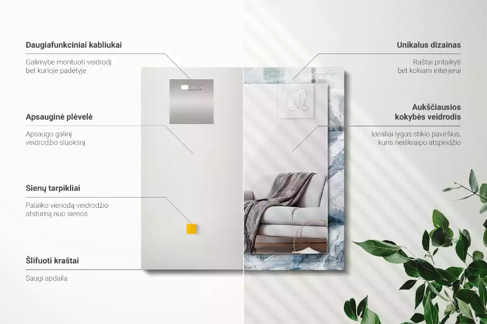 Oglindă decorativă dreptunghiulară cu ramă din marmură în nuanțe