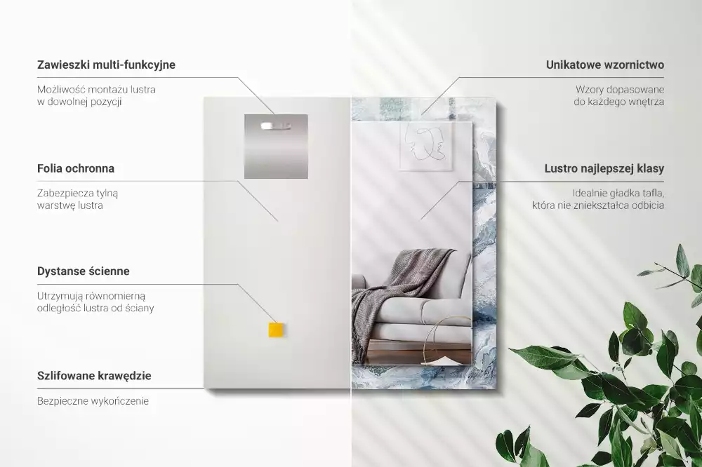 Oglindă decorativă dreptunghiulară cu ramă din marmură în nuanțe