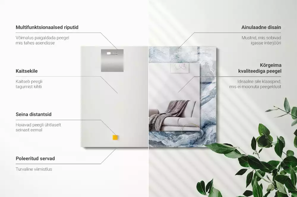 Oglindă decorativă dreptunghiulară cu ramă din marmură în nuanțe