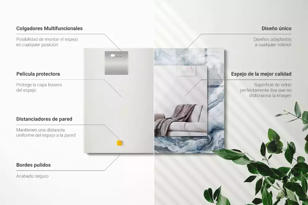 Oglindă decorativă dreptunghiulară cu ramă din marmură în nuanțe