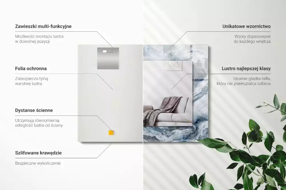 Oglindă decorativă dreptunghiulară cu ramă din marmură în nuanțe