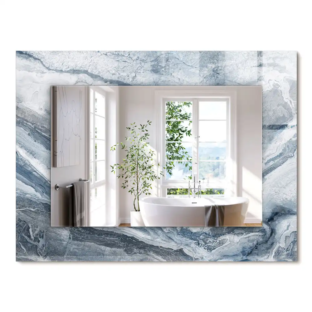 Oglindă decorativă dreptunghiulară cu ramă din marmură în nuanțe