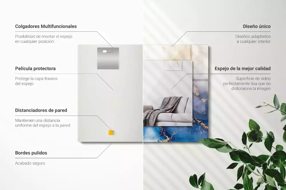 Oglindă dreptunghiulară decorativă cu design abstract