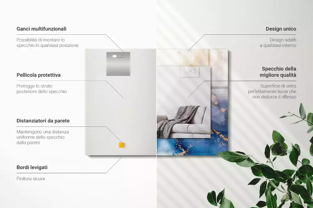 Oglindă dreptunghiulară decorativă cu design abstract