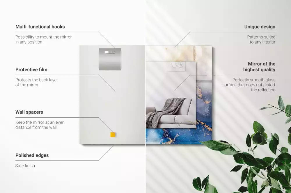 Oglindă dreptunghiulară decorativă cu design abstract