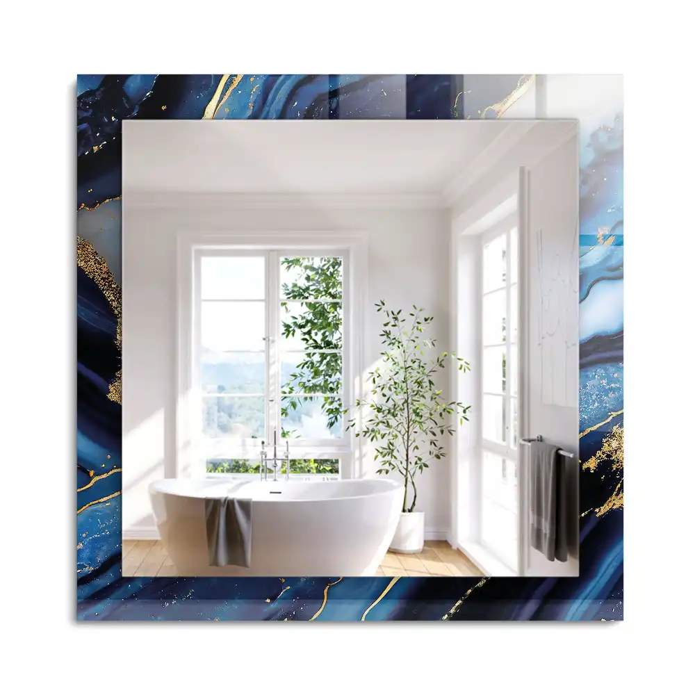 Oglindă decorativă dreptunghiulară cu model abstract din marmură