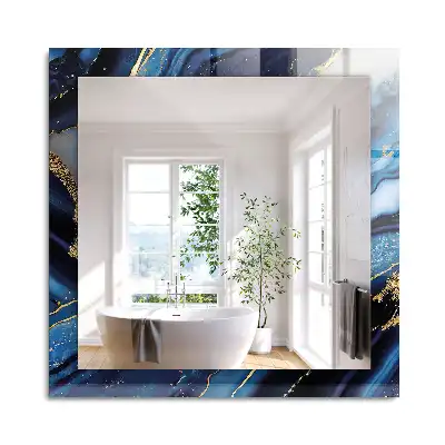 Oglindă decorativă dreptunghiulară cu model abstract din marmură