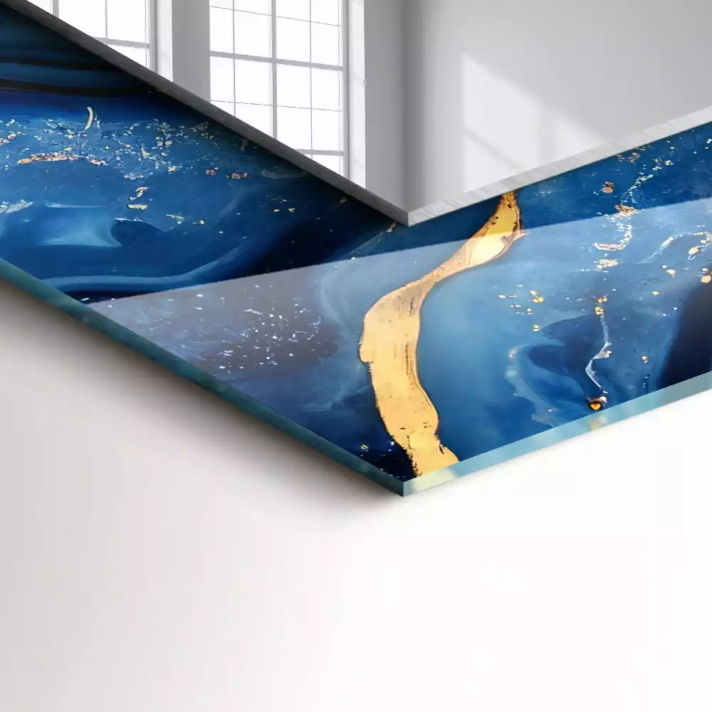 Oglindă decorativă dreptunghiulară cu model abstract din marmură