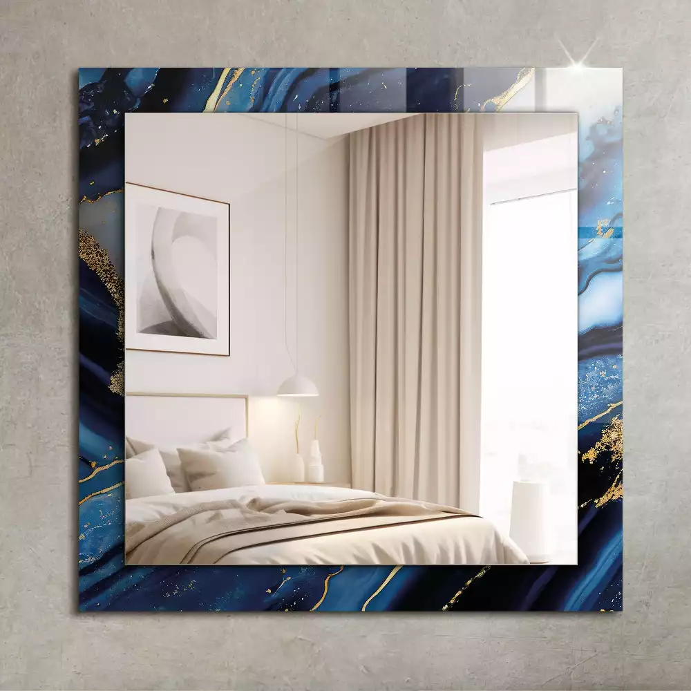Oglindă decorativă dreptunghiulară cu model abstract din marmură