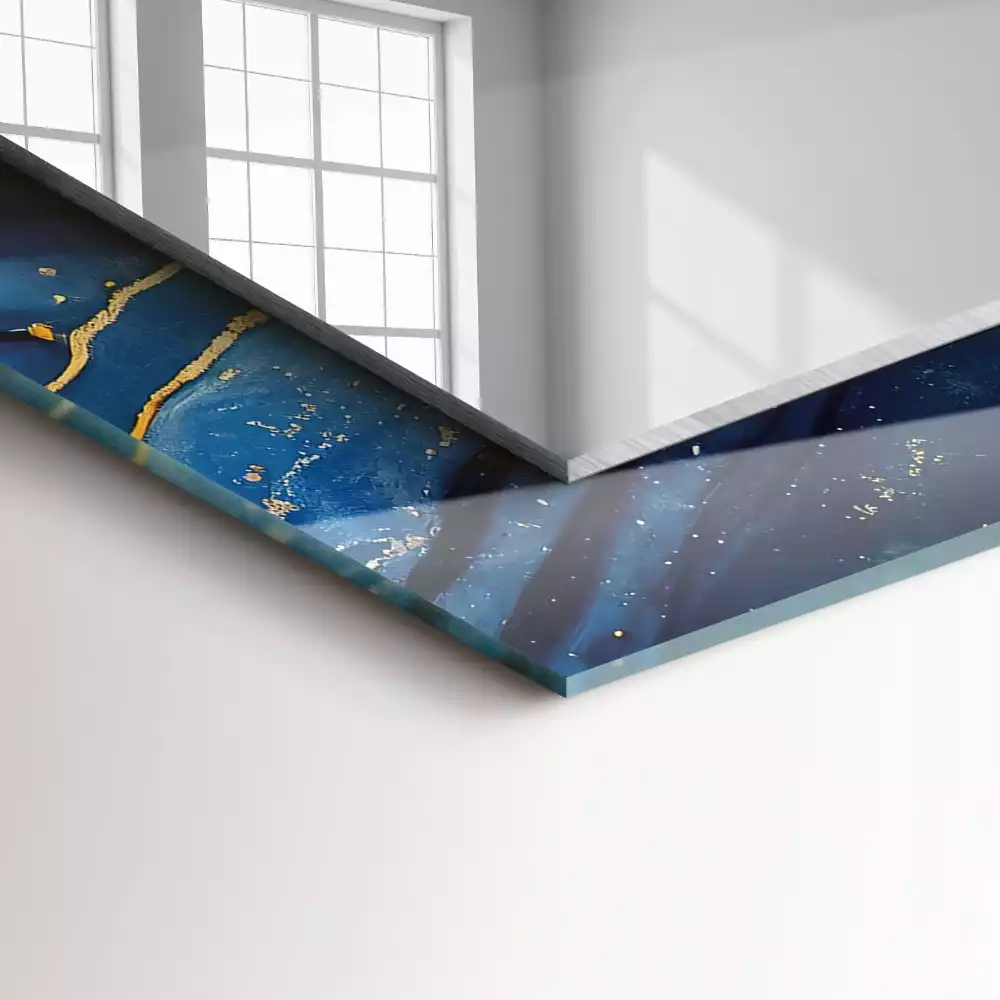 Oglindă decorativă dreptunghiulară cu model abstract din marmură