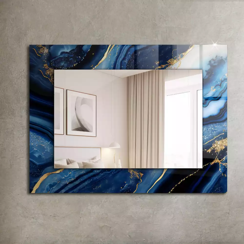 Oglindă decorativă dreptunghiulară cu model abstract din marmură