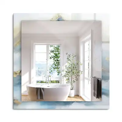 Oglindă decorativă de perete dreptunghiulară cu peisaj munți în ceață