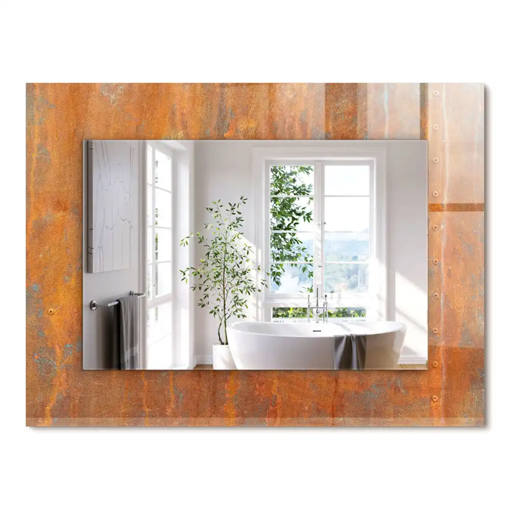 Oglindă dreptunghiulară cu imprimeu aspect metal ruginit
