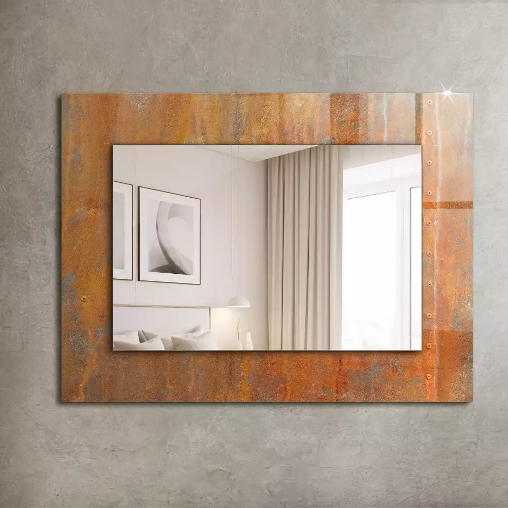 Oglindă dreptunghiulară cu imprimeu aspect metal ruginit