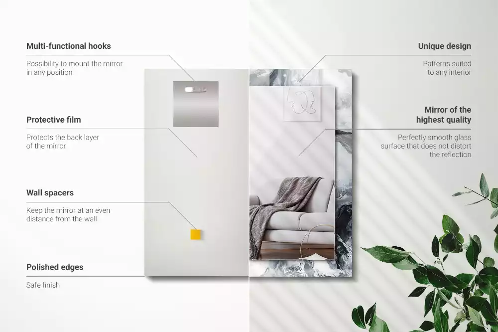 Oglindă decorativă de perete dreptunghiulară cu design abstract