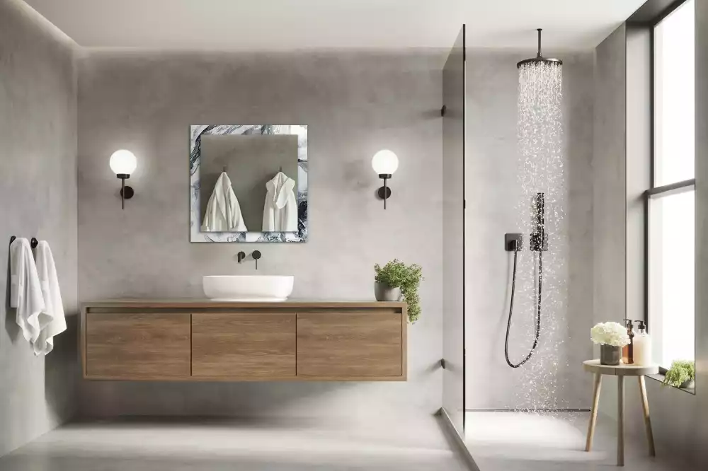 Oglindă decorativă de perete dreptunghiulară cu design abstract