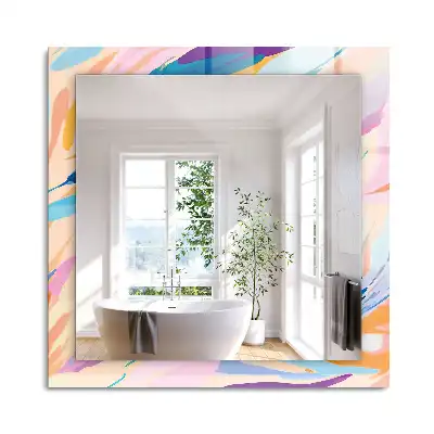 Oglindă dreptunghiulară cu imprimeu abstract colorat