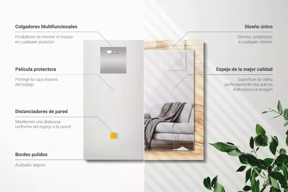Oglindă dreptunghiulară cu ramă texturată din fibre de lemn