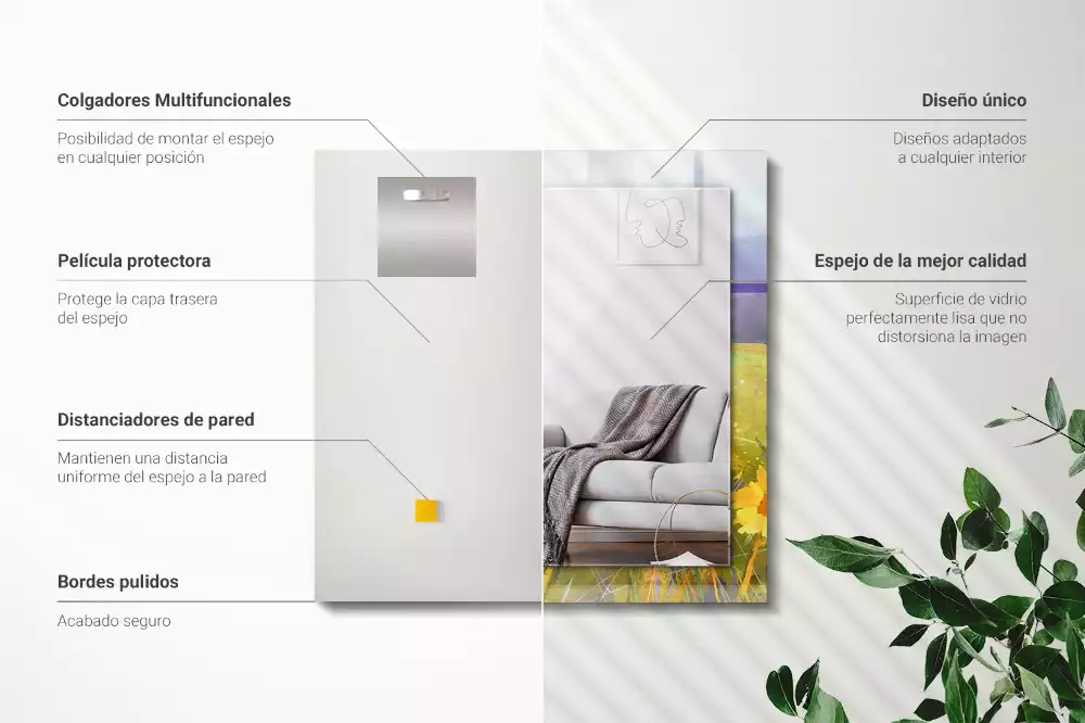 Oglindă decorativă dreptunghiulară cu model câmp de floarea-soarelui