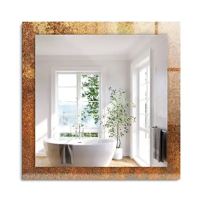 Oglindă decorativă de perete dreptunghiulară cu aspect de tablă ruginită