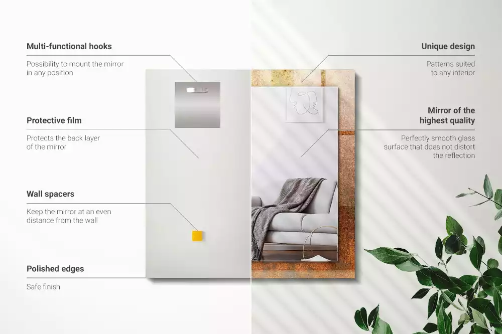 Oglindă decorativă de perete dreptunghiulară cu aspect de tablă ruginită