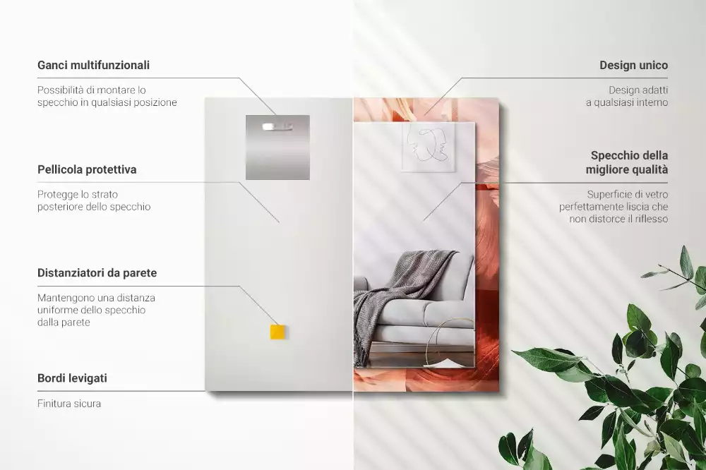 Oglindă dreptunghiulară decorativă cu imprimeu roci din deșert