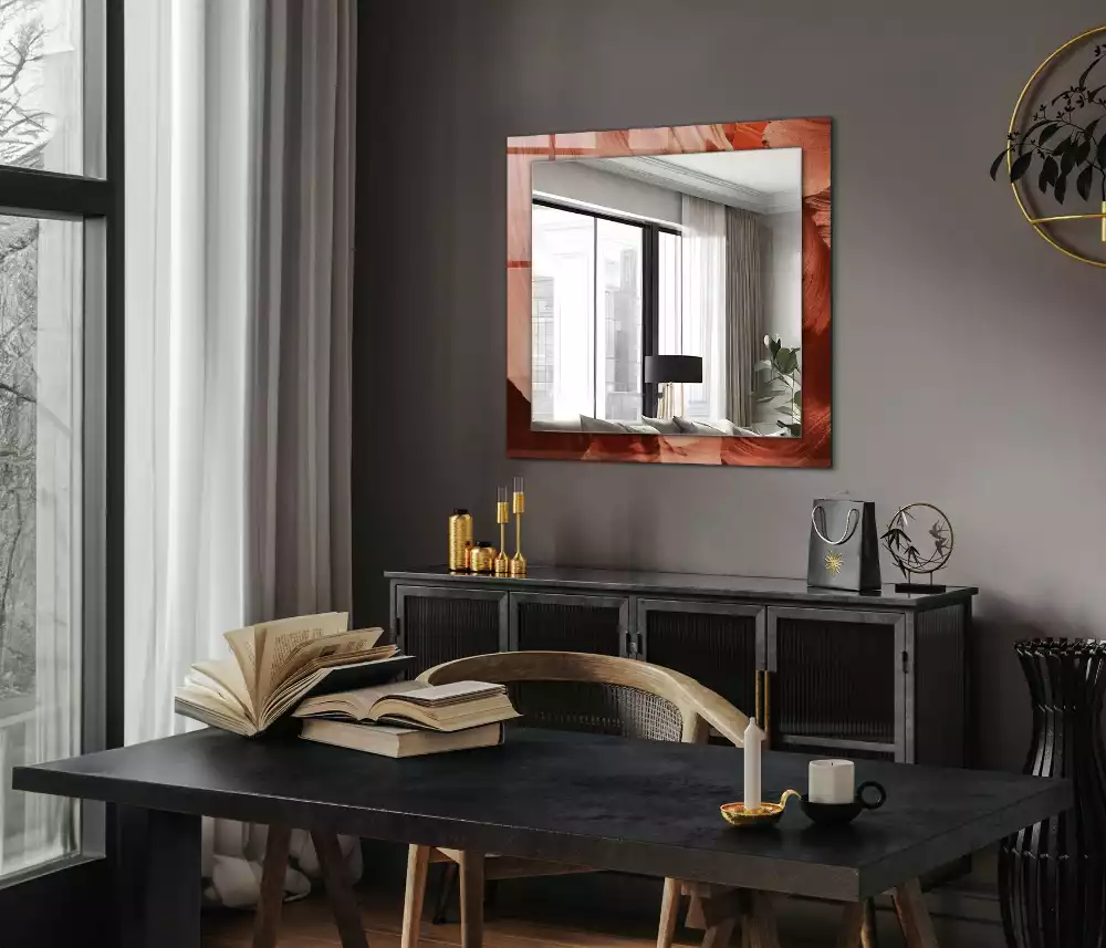 Oglindă dreptunghiulară decorativă cu imprimeu roci din deșert