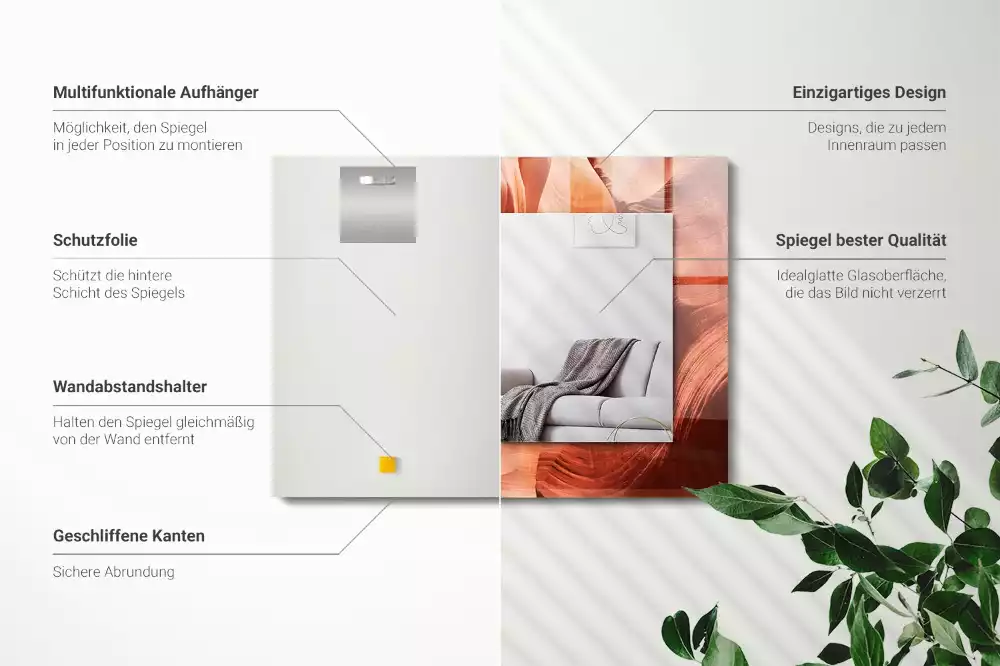 Oglindă dreptunghiulară decorativă cu imprimeu roci din deșert