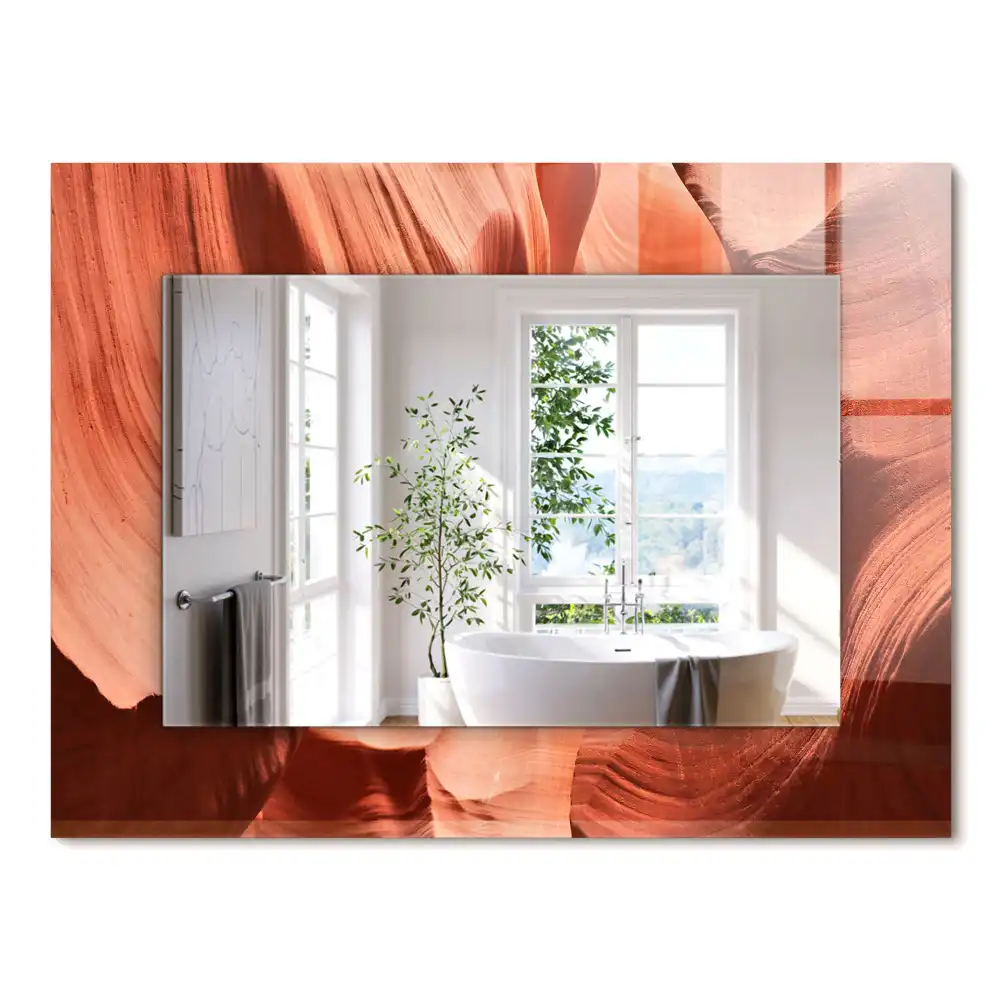 Oglindă dreptunghiulară decorativă cu imprimeu roci din deșert