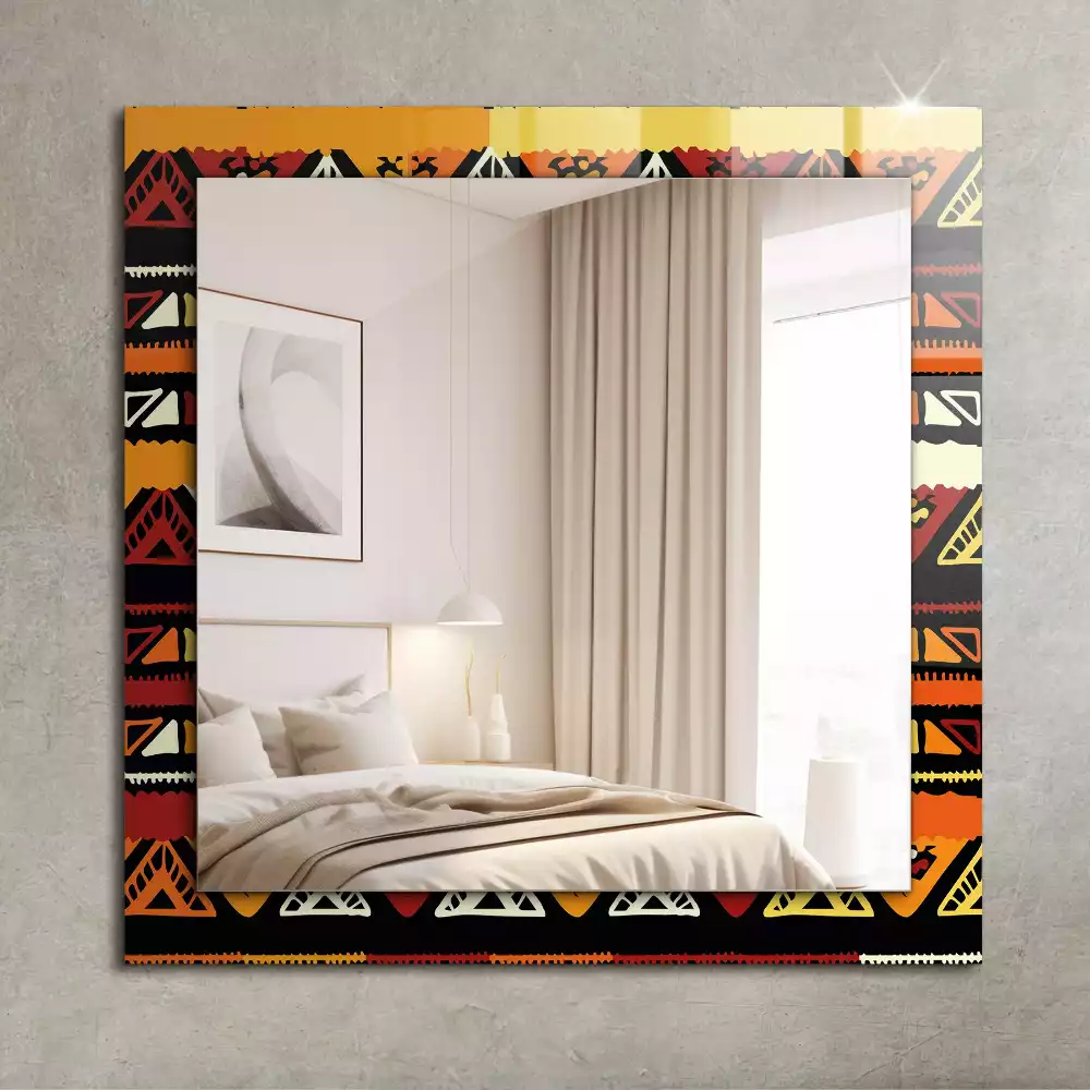 Oglindă dreptunghiulară cu decor etnic colorat